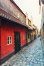 Little houses on Golden street inside of Hrandcany Castle, Prague, Czech Republic. Royalty Free Stock Photo