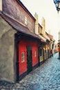 Little houses on Golden street inside of Hrandcany Castle, Prague, Czech Republic.