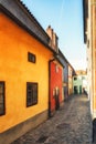 Little houses on Golden street inside of Hrandcany Castle, Prague, Czech Republic. Royalty Free Stock Photo