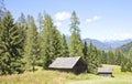 Little huts in green mountains Royalty Free Stock Photo