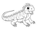 Little Iguana Cartoon Animal Illustration BW Royalty Free Stock Photo