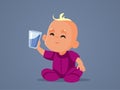 Cheerful Baby Drinking after 6 months Water Vector Cartoon Illustration