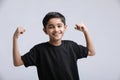 little Indian / Asian boy showing attitude over white background Royalty Free Stock Photo