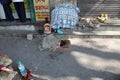 A little Indian girl sleeping on the street, Kolkata