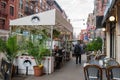 Little Italy NYC outdoor street seating restaurant kiosk Caffe Napoli Royalty Free Stock Photo