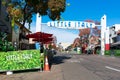 Little Italy sign India Street welcomes visitors to historic tourist destination under blue sky. - San Diego, California, USA - Royalty Free Stock Photo