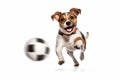 little jack russell terrier with a soccer ball