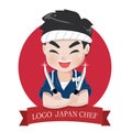 Logo chef japan with knife and smile.