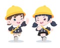 Little Japanese children in kindergarten uniform illustration