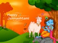 Krishna Janmashtami festival background of India in vector