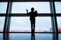 Little kid in airport waiting for boarding Royalty Free Stock Photo