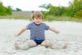 Little kid boy having fun on tropical beach Royalty Free Stock Photo