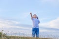 Little kid boy play superhero, Happy playful children playing outdoors, Child having fun outdoor Royalty Free Stock Photo