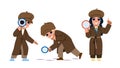 little kid detective vector Royalty Free Stock Photo