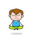 Little Kid Doing Meditation - Cute Cartoon Boy Illustration