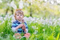 Little kid with Easter bunny ears and chocolate Royalty Free Stock Photo