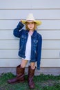 Little kid girl pretending to be a cowboy Royalty Free Stock Photo
