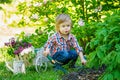 Little kid helping in the garden