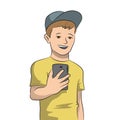 Little kid holding smartphone taking a selfie Royalty Free Stock Photo