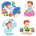 Little Kid Making Daily Routine Activities Royalty Free Stock Photo