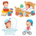 Little Kid Making Daily Routine Activities Royalty Free Stock Photo