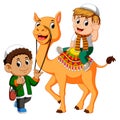 Little kid riding camel Royalty Free Stock Photo