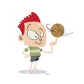 Little kid spinning basketball