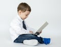 Little Kid using laptop Technology Royalty Free Stock Photo