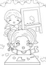 Little Kids Crafting and Painting Activity Coloring Pages for Kids and Adult Royalty Free Stock Photo