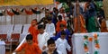 Little kids at cultural traditional uniform during an Independence Day program