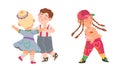 Little kids dancing set. Cute boy and girl dancing classical and modern dance cartoon vector illustration Royalty Free Stock Photo