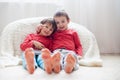 Little kids feet, covered with prints from kisses Royalty Free Stock Photo