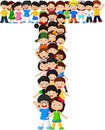 Little kids form alphabet T Royalty Free Stock Photo