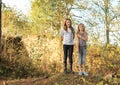 Little kids - girls among ruins Royalty Free Stock Photo