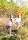 Little kids - girls walking barefoot Royalty Free Stock Photo