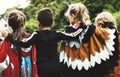 Little kids in Halloween costumes Royalty Free Stock Photo