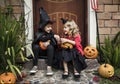 Little kids at a Halloween party Royalty Free Stock Photo