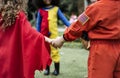 Little kids at a Halloween party Royalty Free Stock Photo