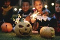 Little kids at Halloween party Royalty Free Stock Photo
