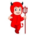 Little kids in halloween red devil costume Royalty Free Stock Photo