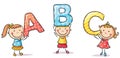 Little kids holding letters Royalty Free Stock Photo