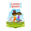 Little Kids Riding Tandem Bicycle African American Children Sport Hobby Royalty Free Stock Photo