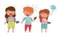 Little Kids with Smartphones and Frustrating Expression on Their Faces Vector Illustrations Set