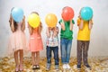 Little kids studio portrait party celebration together Royalty Free Stock Photo