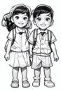 Little kids in their school uniform AI computer generated image Royalty Free Stock Photo