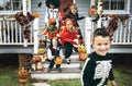 Little kids trick or treating Royalty Free Stock Photo