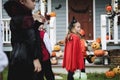 Little kids trick or treating Royalty Free Stock Photo