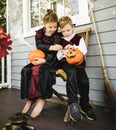 Little kids trick or treating Royalty Free Stock Photo