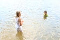 Little kids in water Royalty Free Stock Photo