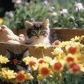 little kitten nestled in flowers book cover , generated by AI